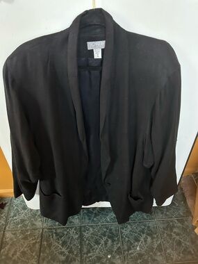SIGNATURE COLLECTION 85% RAYON 15% LINEN USA MADE VTG BLACK JACKET LINED SIZE 16